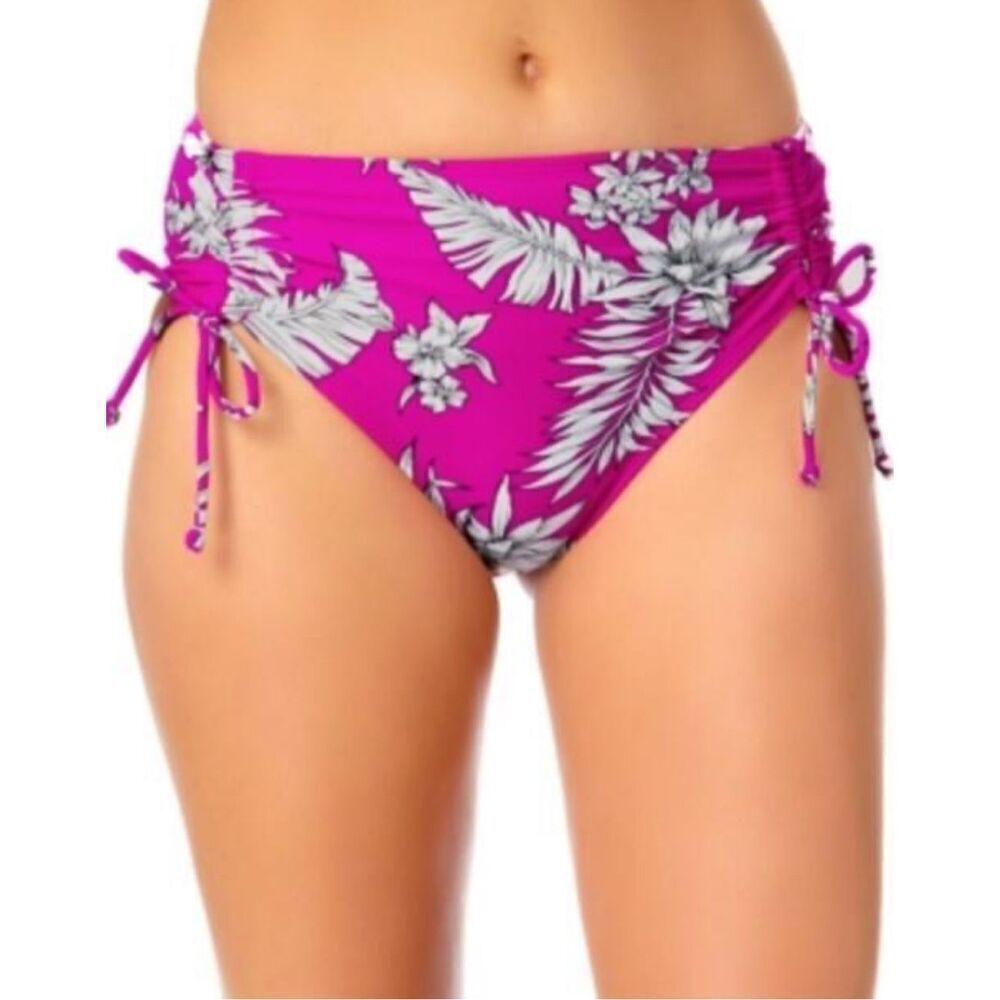 California Waves Pink Tropical Floral Bikini Bottoms Size Small